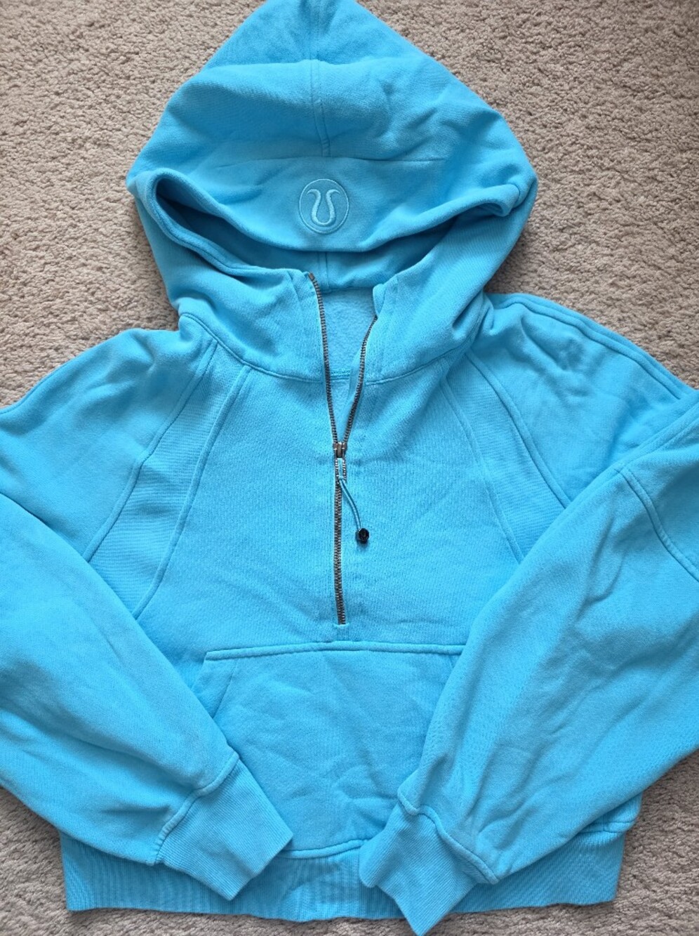 Lululemon Oversized Scuba Half Zip Electric Turquoise XS/S